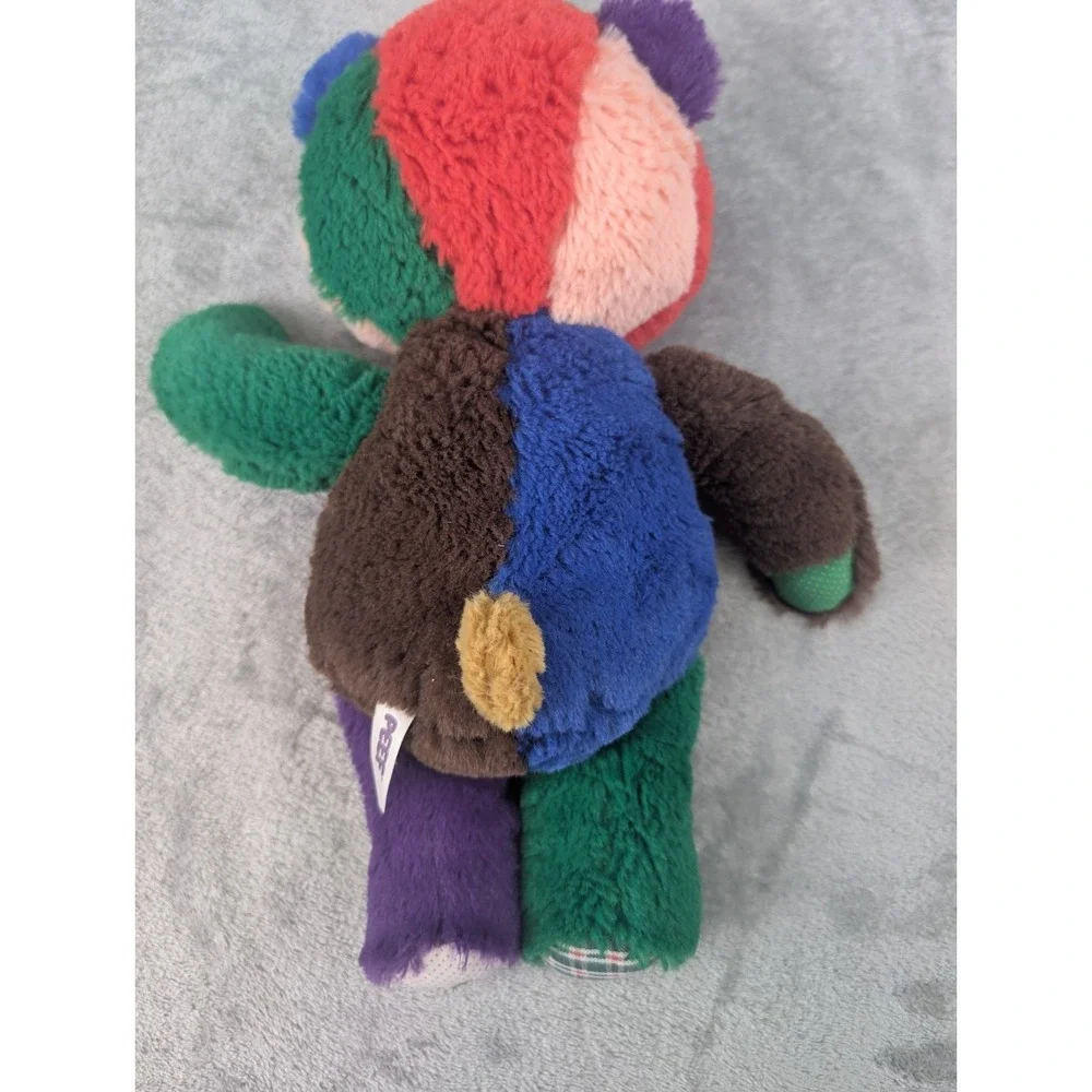 Vintage Peef Plush Bear Christmas Teddy Colorblock Stuffed Animal 1996 90s Book